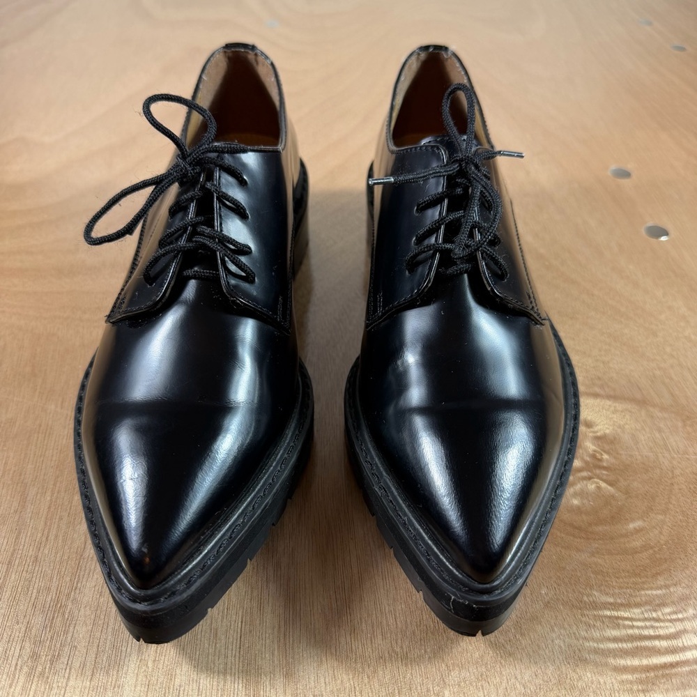 ASOS Black Pointed Toe Lace-Up Derby Shoes Womens UK 4/US 6